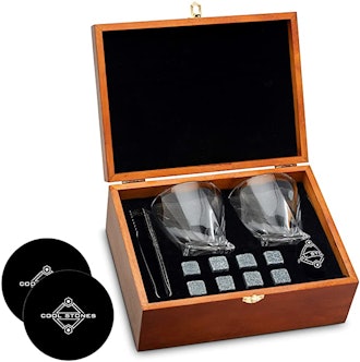 Cool Stones Whiskey Stones and Whiskey Glass Gift Box