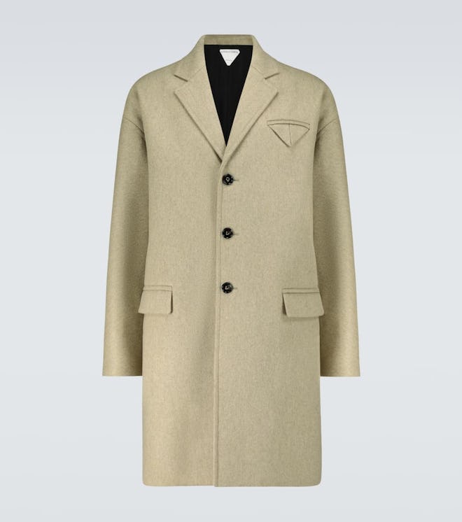 Wool-blend single-breasted coat