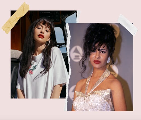 A side-by-side of Selena Quintanilla and Christian Serratos, who plays the late singer in Netflix's ...