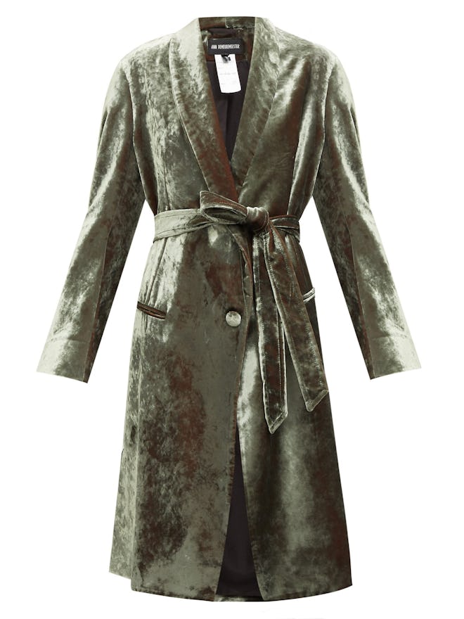 Longline velvet robe coat