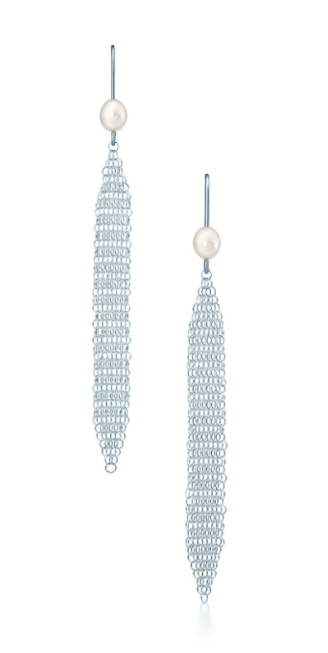 Mesh Tassel Pearl Earrings