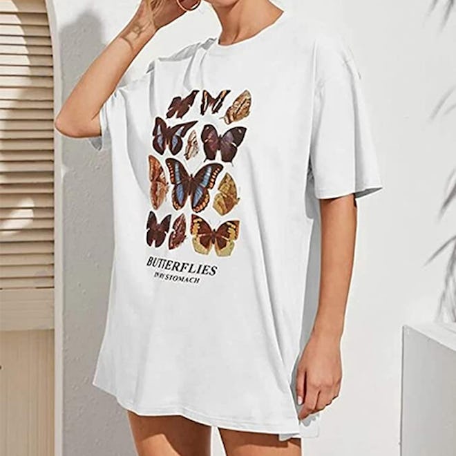 Meladyan Loose Butterfly Graphic Tee