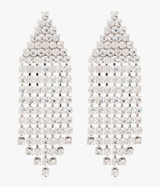 Silver Tone Triangle Cascade Crystal Earrings