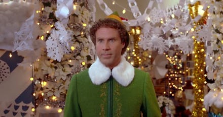 Will Ferrell in a green elf suit in "Elf"