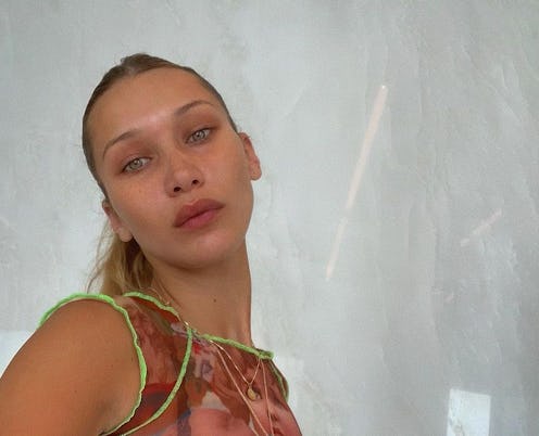 Bella Hadid's home features a shelf that serves as a chic bar cart alternative