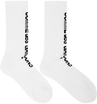 White Vertical Logo Socks