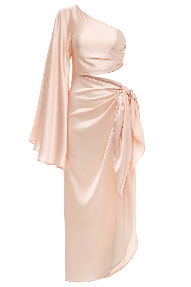 Champagne Half Sleeve Tie Dress