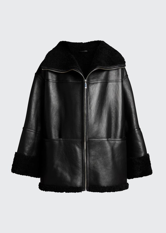 Menfi Shearling Oversized Leather Jacket