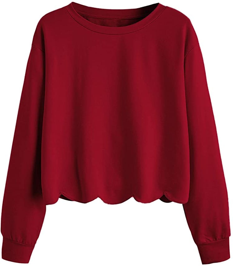 Romwe Scalloped Hem Sweatshirt