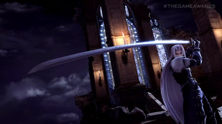 Sephiroth wielding a sword in the Smash Ultimate Sephiroth release