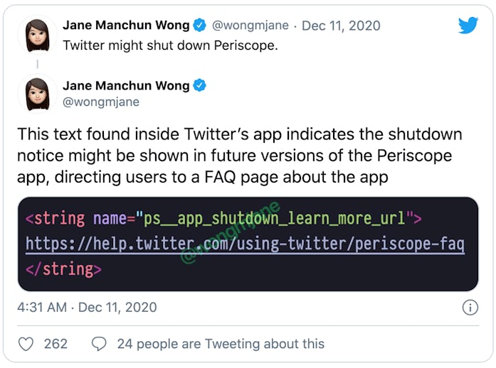 Periscope coding Twitter