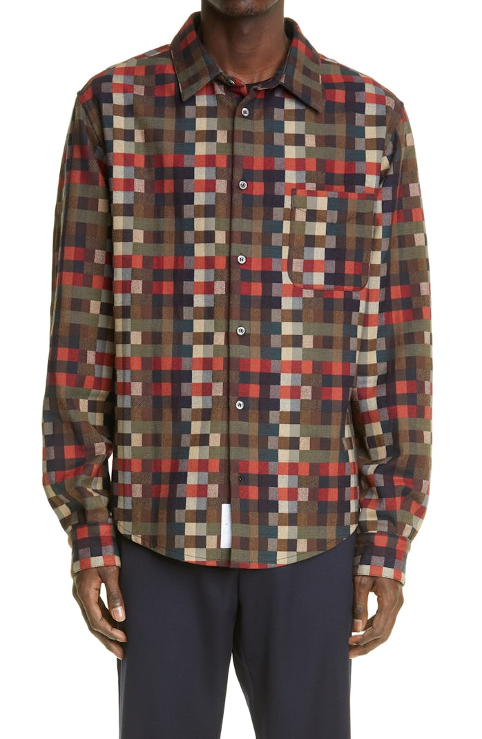 4S Designs Check Button-Up Shirt Jacket