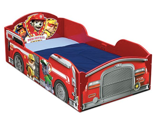 Delta Children Red Fire Truck PAW Patrol Wood Toddler Bed Frame with Guardrails