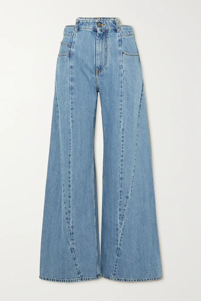 Décortiqué paneled high-rise wide-leg jeans