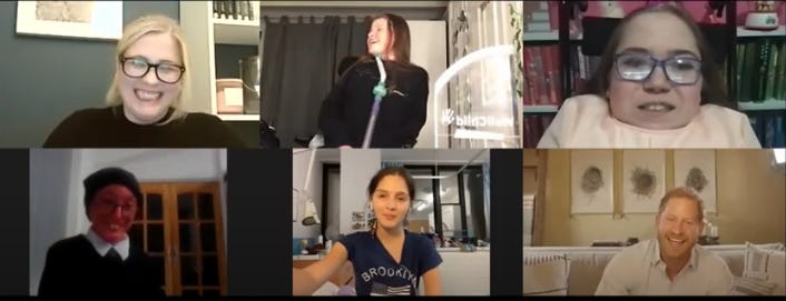 Prince Harry surprised kids on a Zoom call.