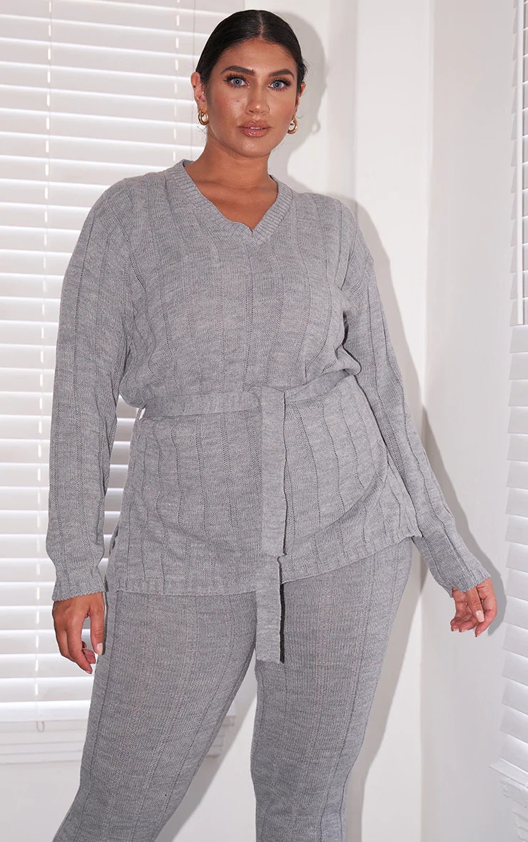 Grey Bardot Sweater And Legging Lounge Set