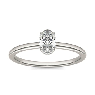 Oval Caydia Lab Grown Diamond Hidden Halo Solitaire Ring