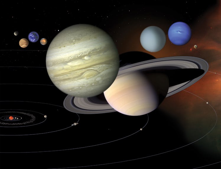 artist's rendering of the solar system