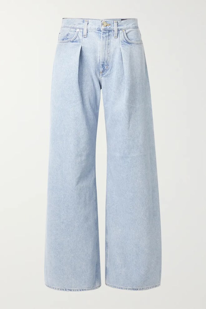 + NET SUSTAIN pleated high-rise wide-leg jeans