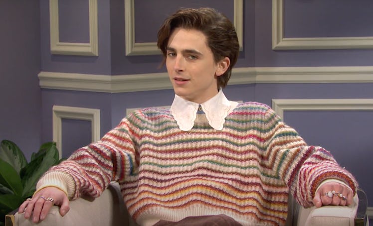 Timothée Chalamet played Harry Styles during his Saturday Night Live appearance.