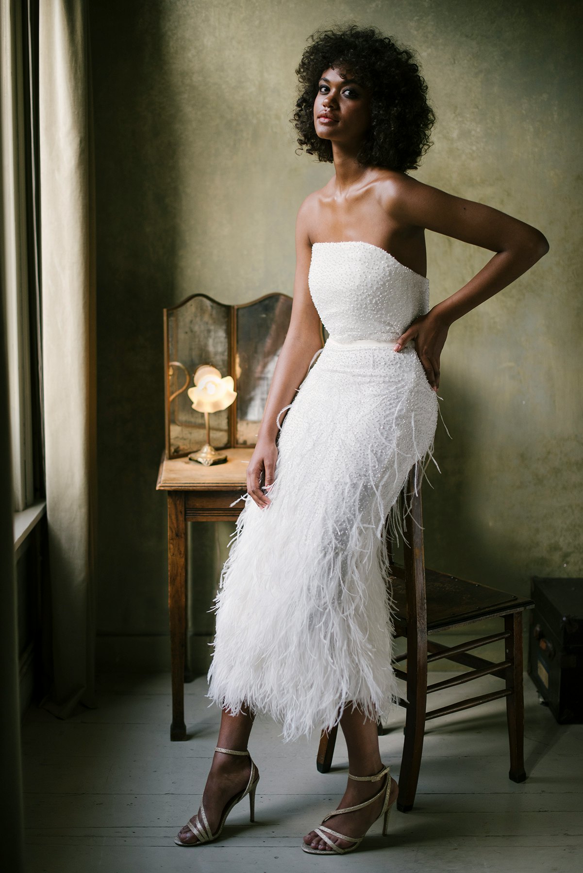 Bridal by ELOQUII Feather Bodice Jumpsuit
