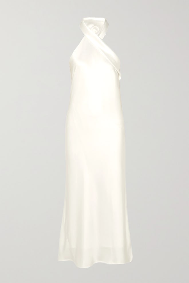 Pandora Silk-Satin Halterneck Midi Dress