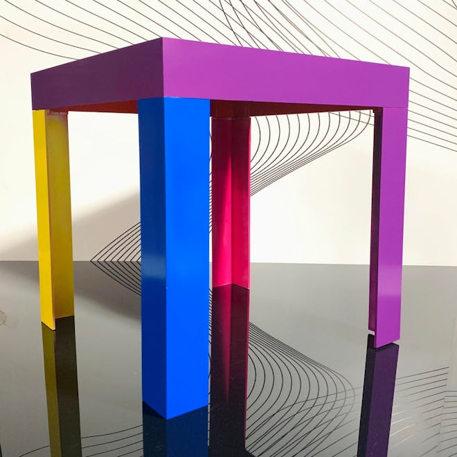 Memphis Inspired Jewel Tone Parsons Style Side Table 