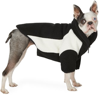 Reversible Black & Off-White Oversized Fleece Dog Jacket