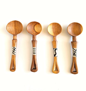 Mini Olive Wood Spoons Bone Inlay