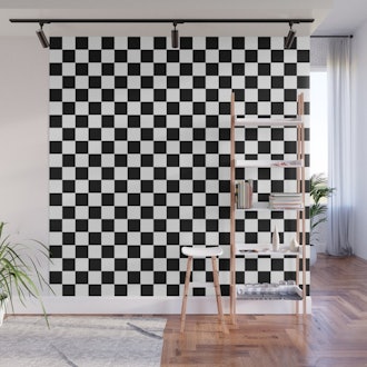 Black and White Checkerboard Pattern Wall Mural