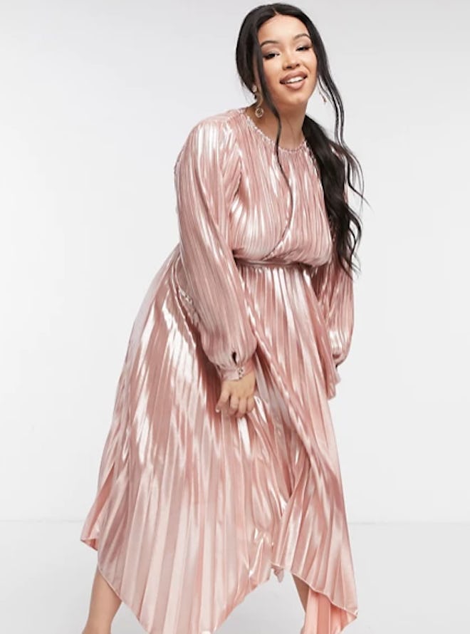 Forever U Metallic Pleated Dress