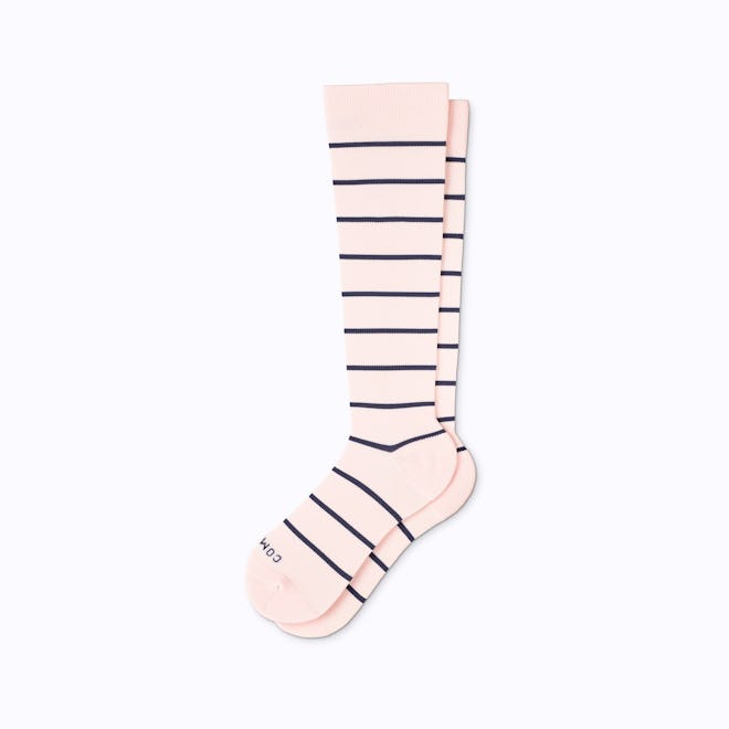 striped compression socks that pull up to the knee