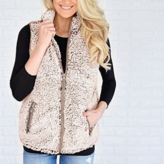 MEROKEETY Sherpa Fleece Vest