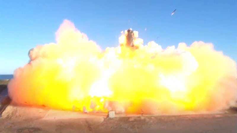Starship exploding during the test flight
