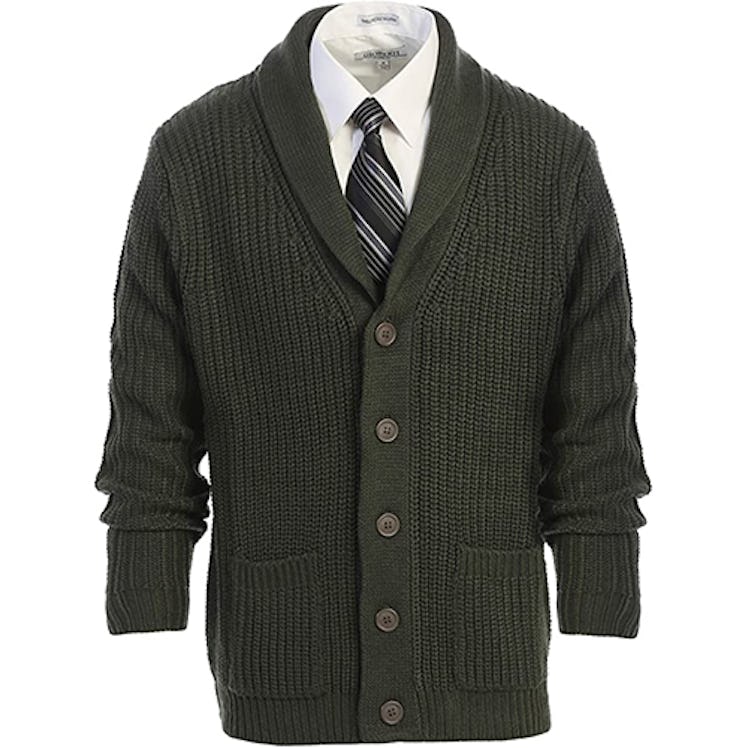 Gioberti Shawl Collar Cardigan With Elbow Patches