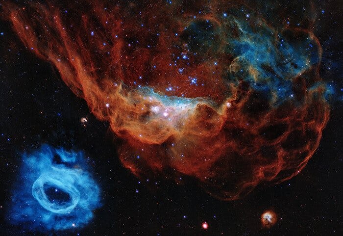 Two vast planetary nebulae that are part of the Large Magellanic Cloud