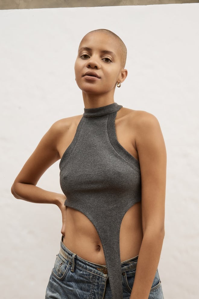 Hale Navy "Race Her" Ribbed Halter Tank