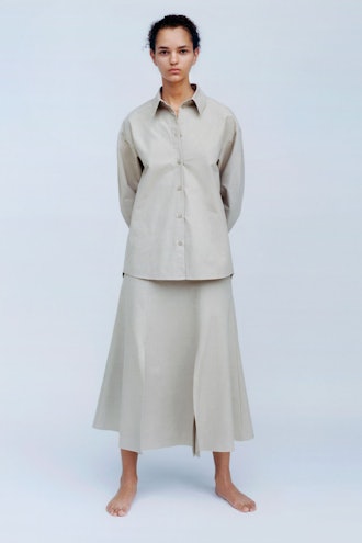 Organic Cotton Relaxed Blouse Pleated Shoulder Detail