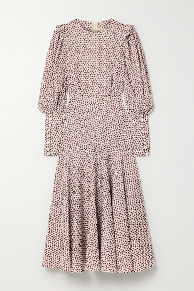 Eliza ruffled floral-print cotton-poplin midi dress