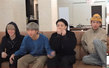A screenshot from the video of BTS calling their parents after their Grammy nomination.