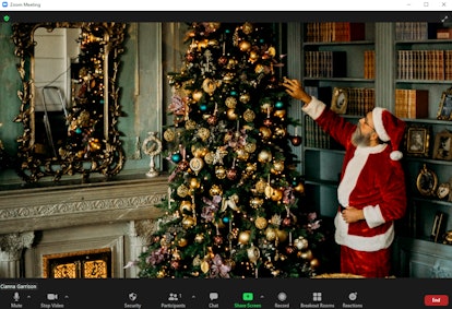 These Christmas tree Zoom backgrounds include so many fun decorations and twinkle lights.