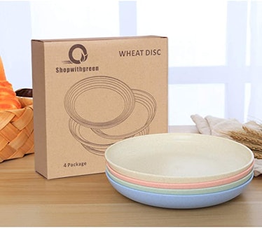 Shopwithgreen Lightweight Wheat Straw Plates (4-Pack)
