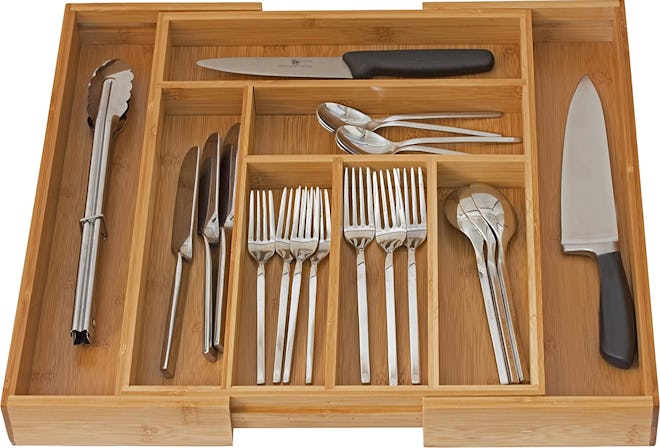 Home-it Expandable Bamboo Kitchen Drawer Organizer