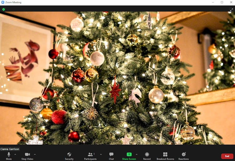 These Christmas tree Zoom backgrounds include so many decorations.