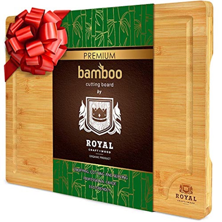  Organic Bamboo Cutting Board with Juice Groove 