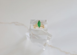 Vintage Marquise Jade Diamond Ring