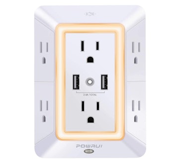 POWRUI 6 Outlet Surge Protector with Night Light