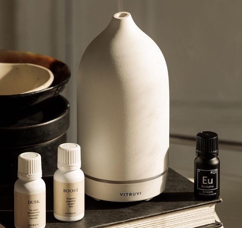 Vitruvi's Boost essential oil contains mood-boosting scents
