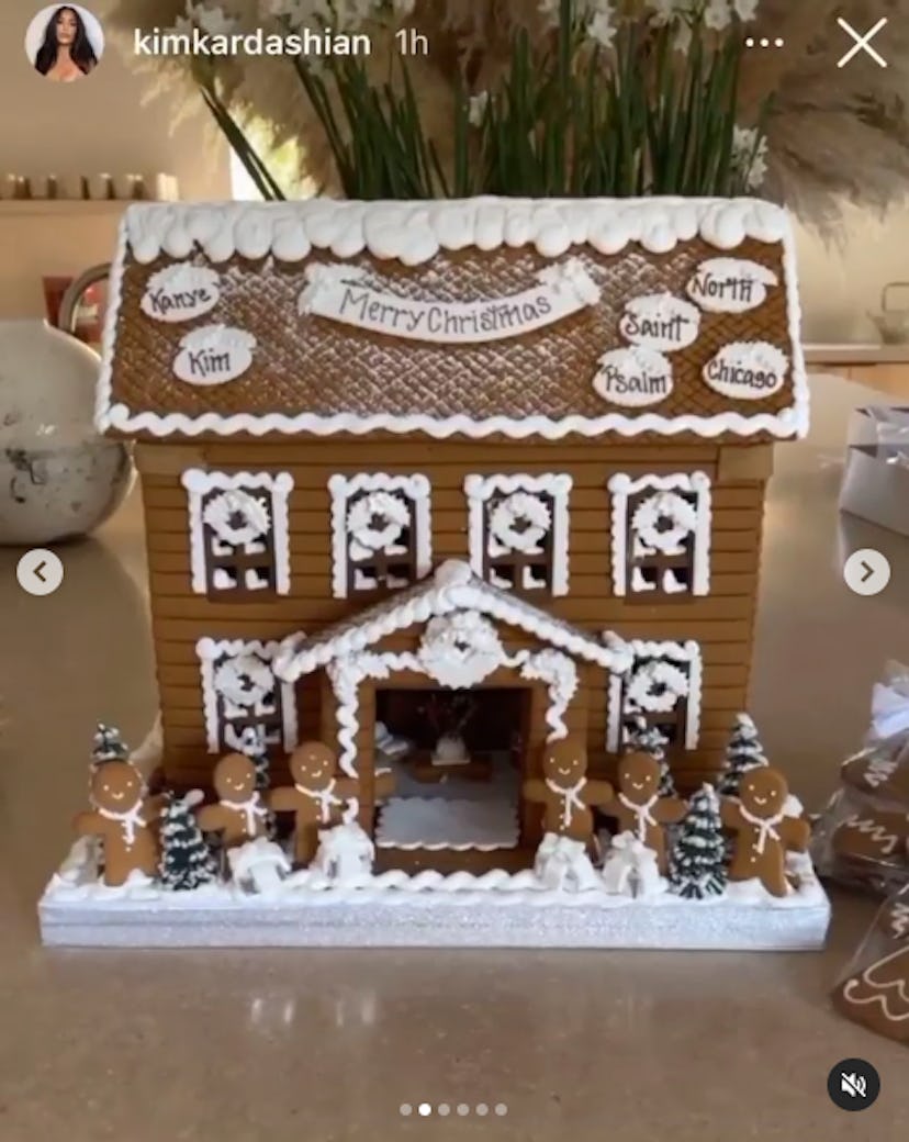 Kim Kardashian shared her personalized gingerbread house from mom Kris Jenner in 2020.