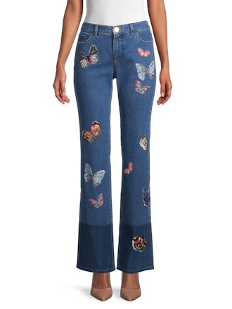 Butterfly Embroidered Bootcut Jeans